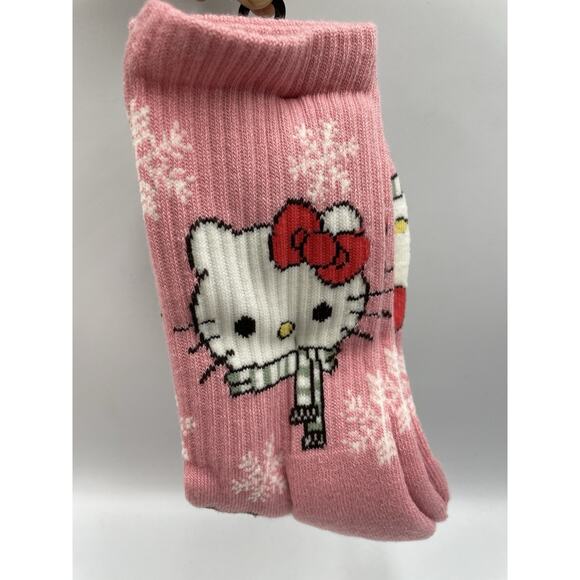 Hello Kitty Women's 3D Christmas Candy Canes Crew Socks 3 Pair - NEW With Tags - Picture 2 of 6